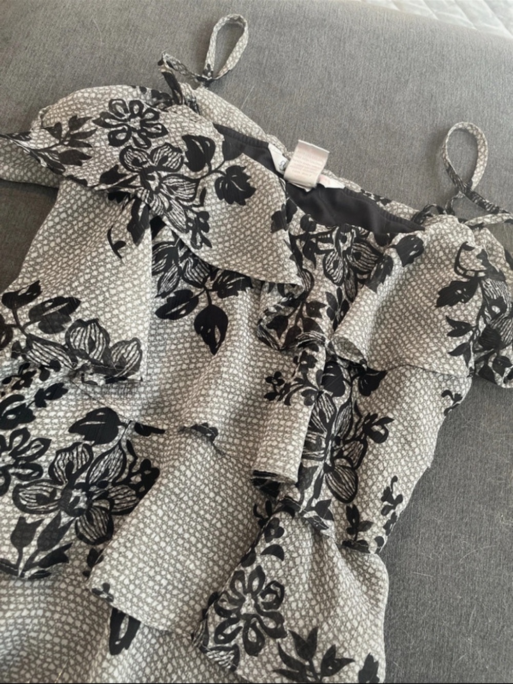 Ruffle Black and Grey Top
